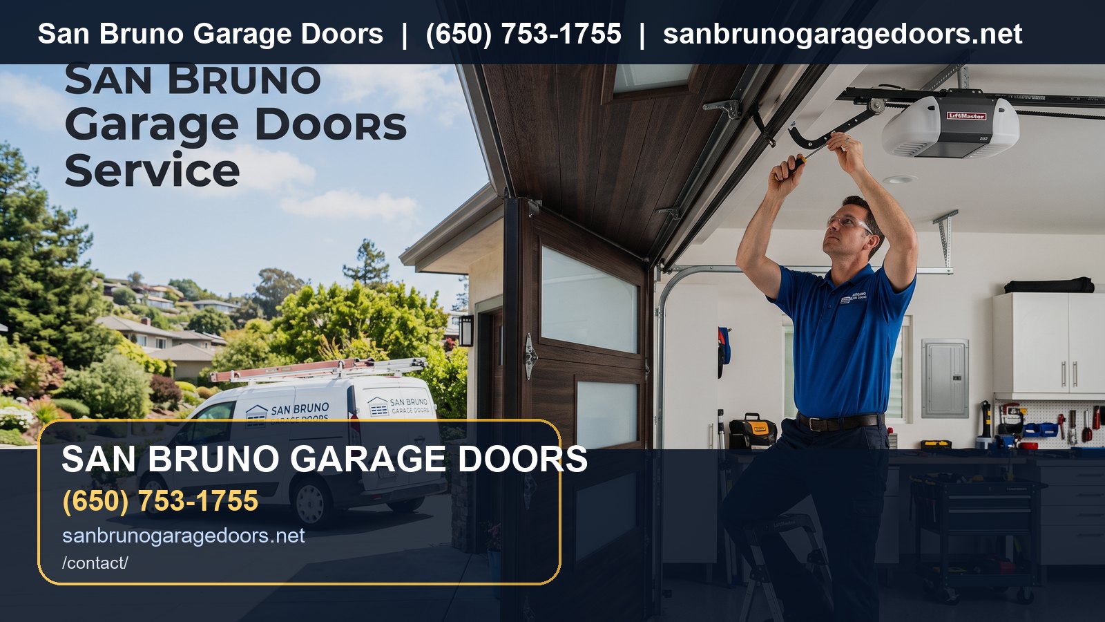 Contact San Bruno Garage Doors branded visual